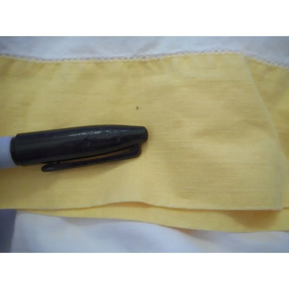 Vintage Yellow White embroidered HERS standard pillowcase - Estate Find #1